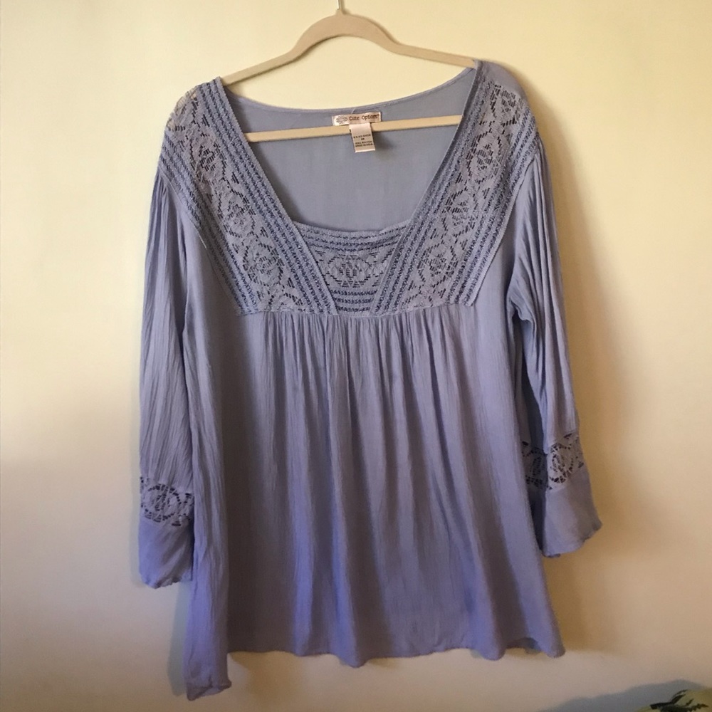 2 for $12 - Boho crochet-accented top